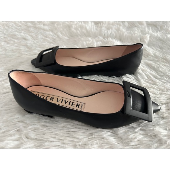 Roger Vivier Gommettine Ball‎ Black leather ballet flat Shoes 35 - Picture 10 of 10